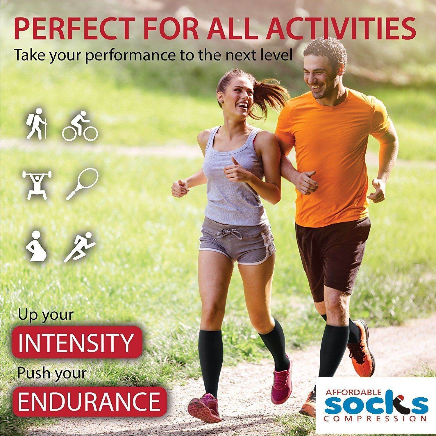 Athletic Fit Compression Socks with Graduated Target Zones 20-30 mmHg Support Stockings