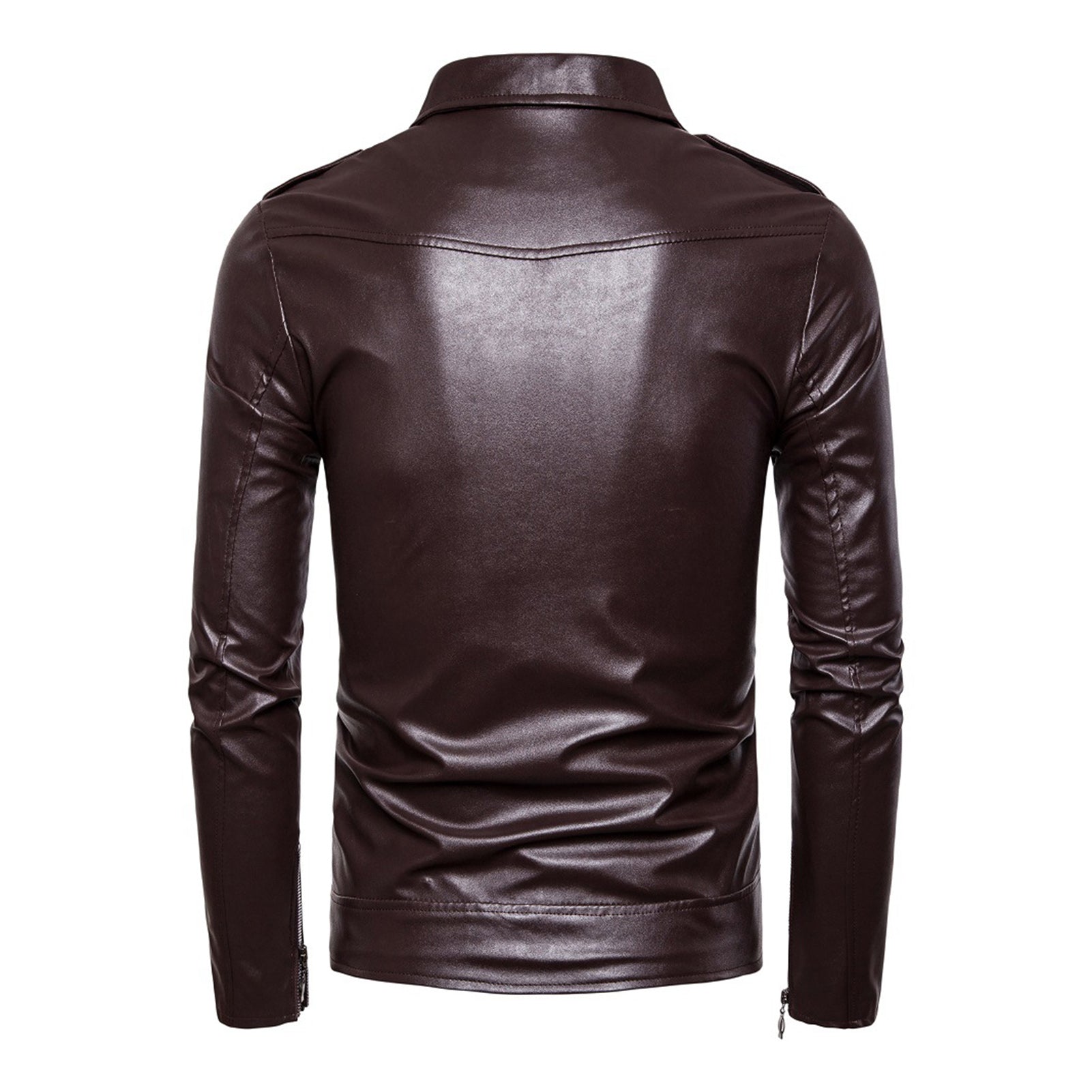 Jacket Turn-down Collar Solid Color Slim Long Sleeve Male Coat