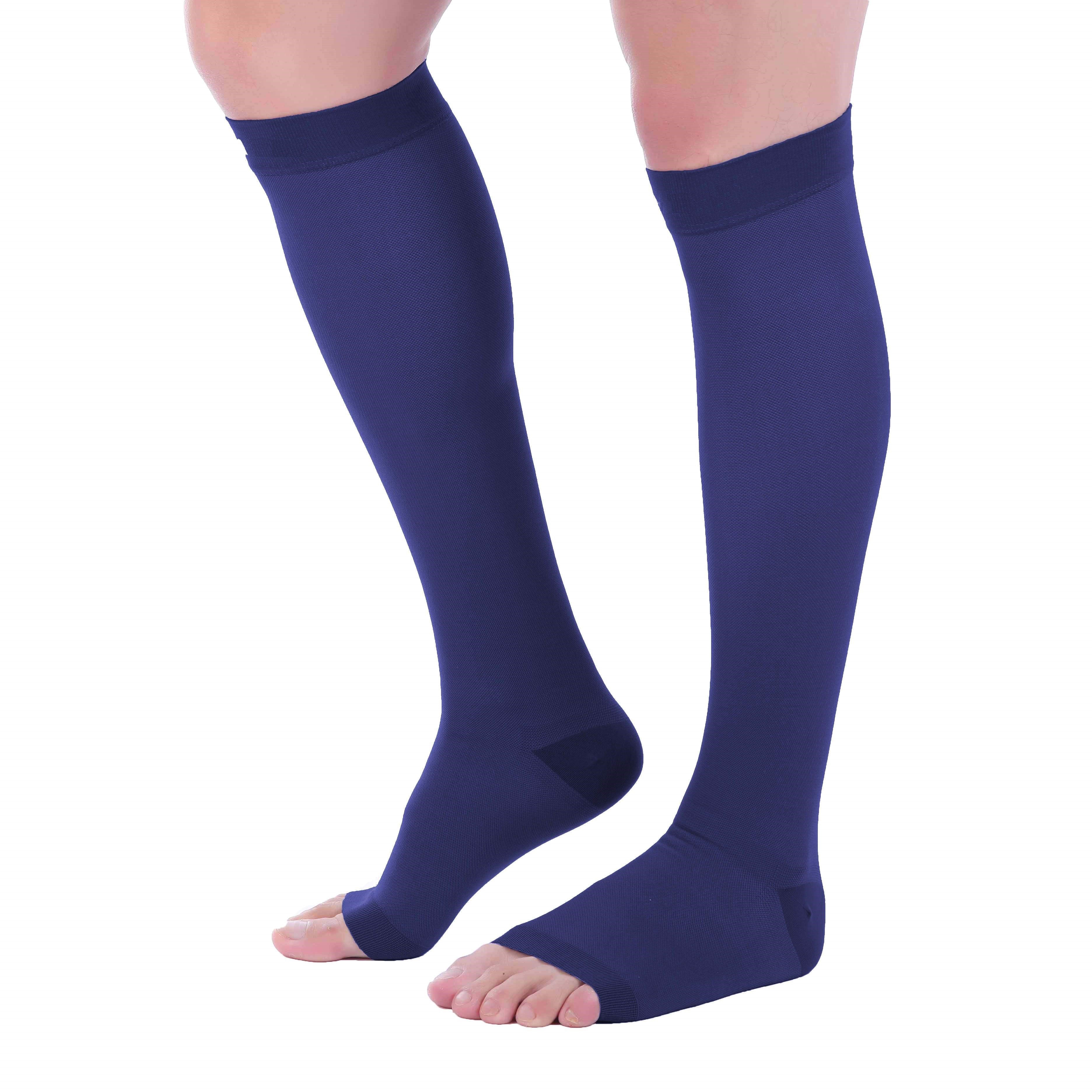 Open Toe Knee High Compression Socks - Easy to Put On Graduated Support Stockings