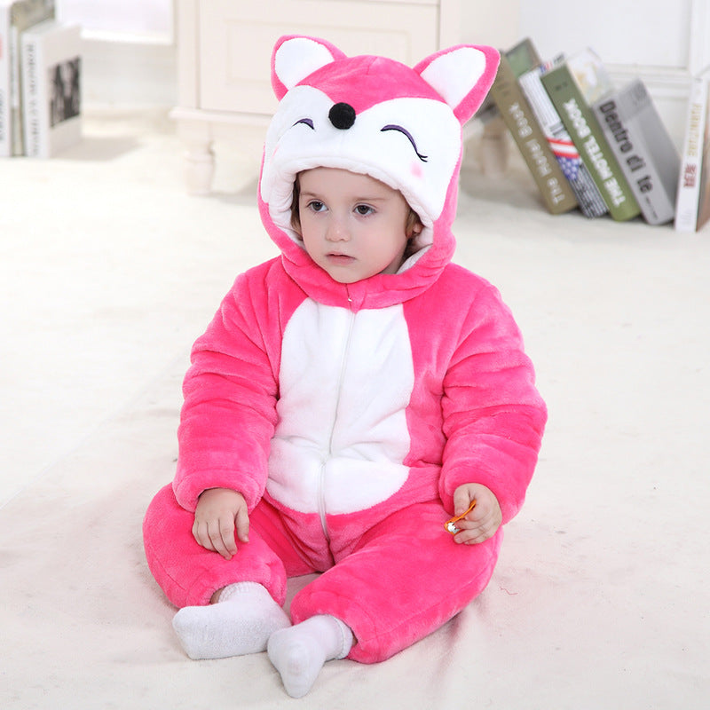 Winter Warm & Comfy Animal Shape Flannel Baby Children's Clothing Crawling Clothes