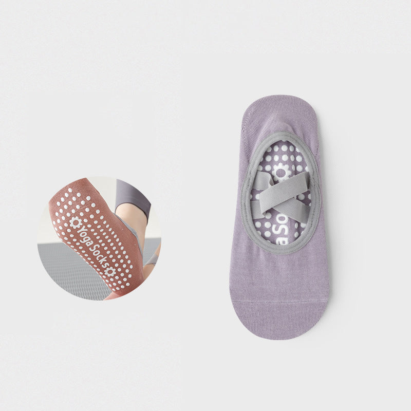 Professional Fitness Sports Anti-Skid Dispensing Instep Cross Strap Yoga Socks Dance Floor Socks