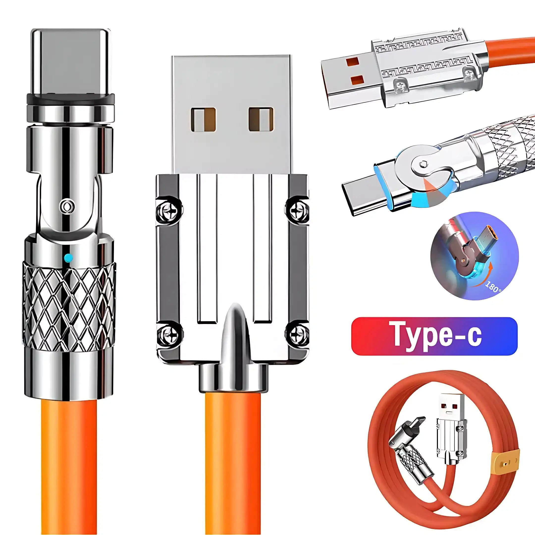 120W 180° Rotating USB-C Gaming Charger Cable