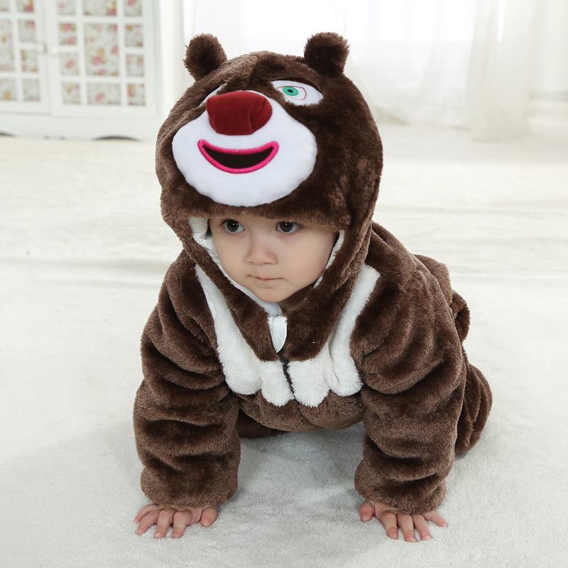 Winter Warm & Comfy Animal Shape Flannel Baby Children's Clothing Crawling Clothes