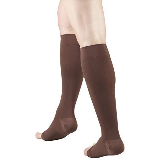 Open Toe Compression Socks 20-30 mmHg Knee High Toeless Stockings