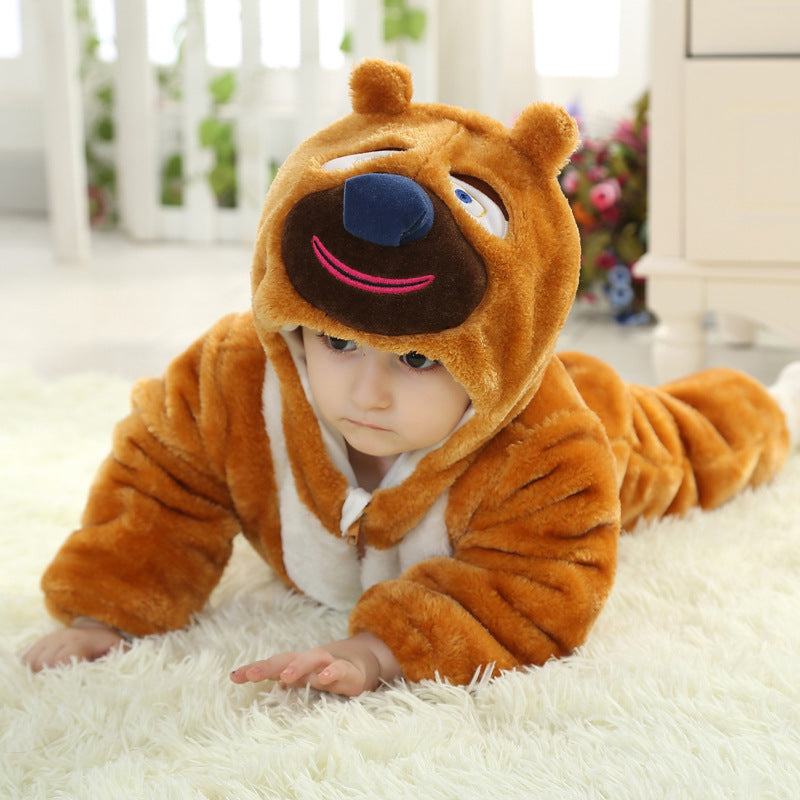 Winter Warm & Comfy Animal Shape Flannel Baby Children's Clothing Crawling Clothes