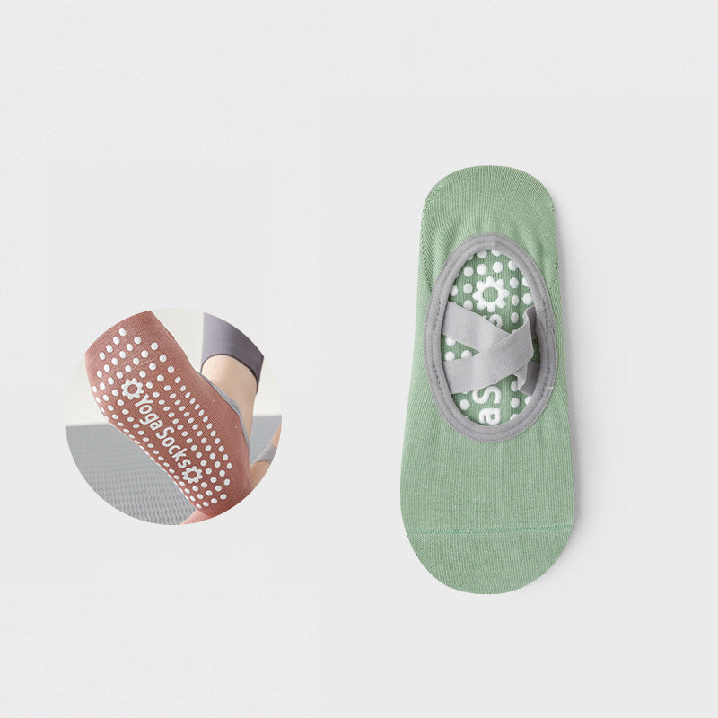 Professional Fitness Sports Anti-Skid Dispensing Instep Cross Strap Yoga Socks Dance Floor Socks