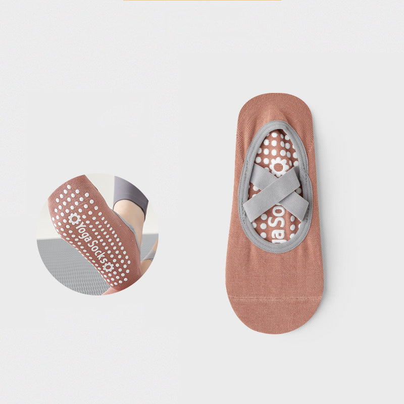 Professional Fitness Sports Anti-Skid Dispensing Instep Cross Strap Yoga Socks Dance Floor Socks