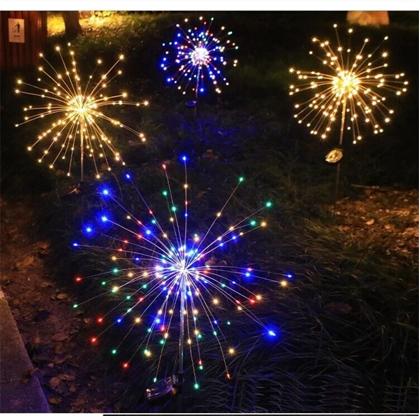 150 LED Solar Firework Lights String Outdoor Waterproof Path Lawn Garden Decor