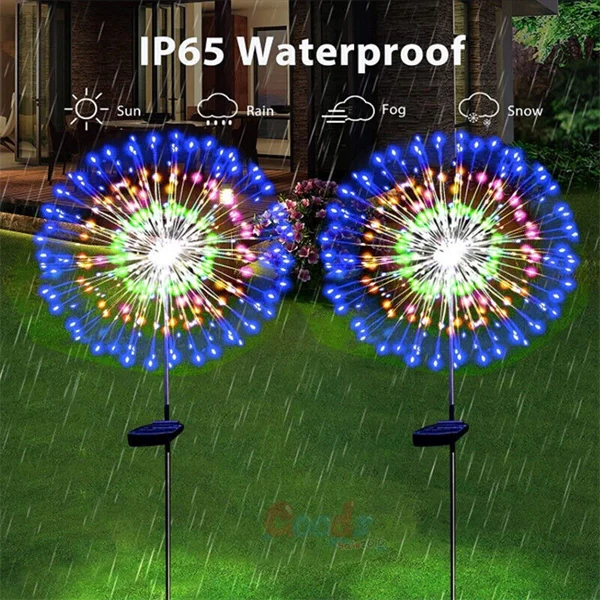 150 LED Solar Firework Lights String Outdoor Waterproof Path Lawn Garden Decor