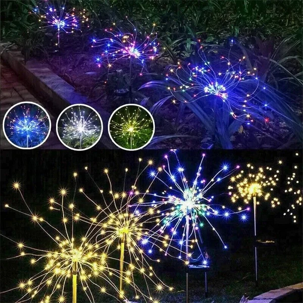 150 LED Solar Firework Lights String Outdoor Waterproof Path Lawn Garden Decor
