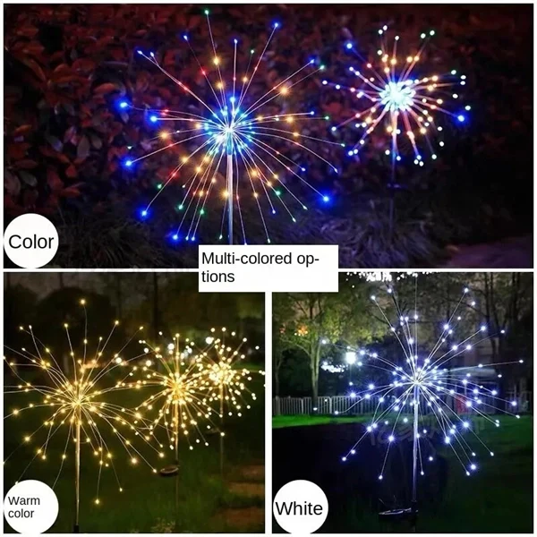 150 LED Solar Firework Lights String Outdoor Waterproof Path Lawn Garden Decor