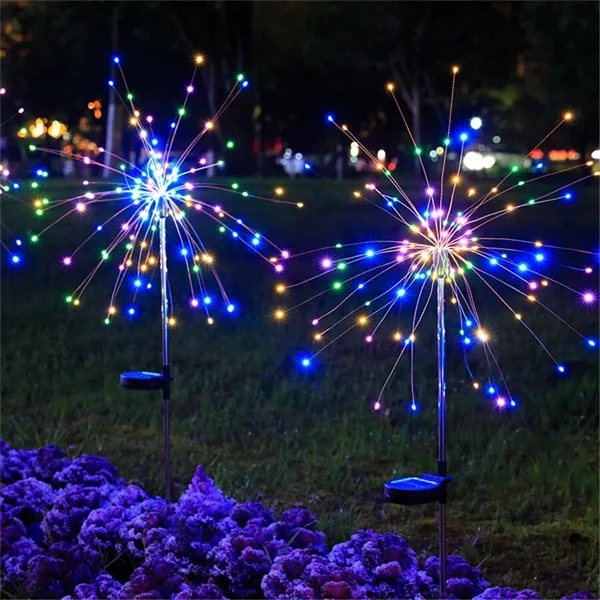 150 LED Solar Firework Lights String Outdoor Waterproof Path Lawn Garden Decor