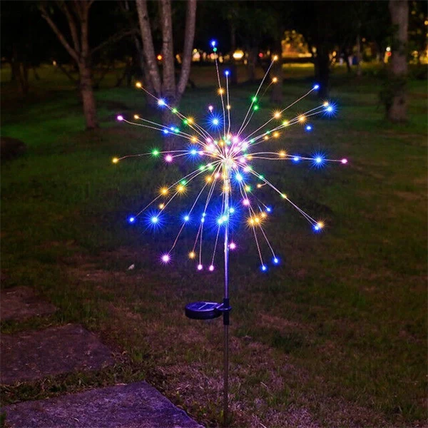 150 LED Solar Firework Lights String Outdoor Waterproof Path Lawn Garden Decor