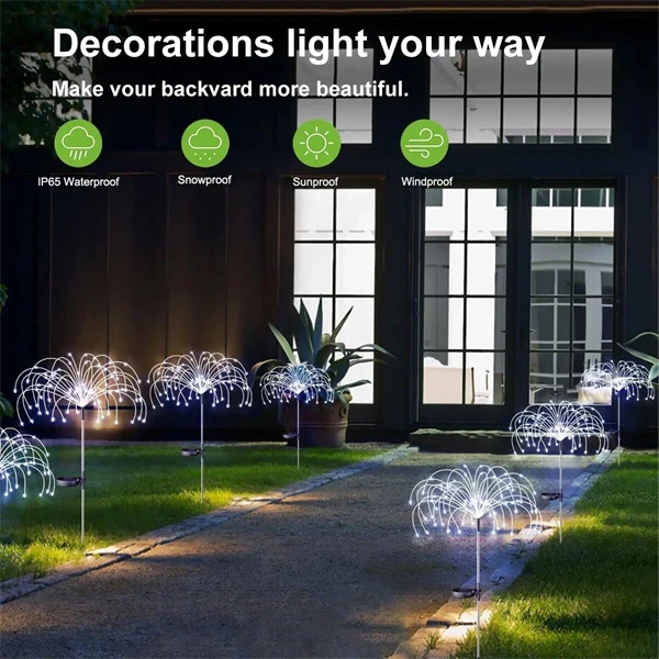 150 LED Solar Firework Lights String Outdoor Waterproof Path Lawn Garden Decor