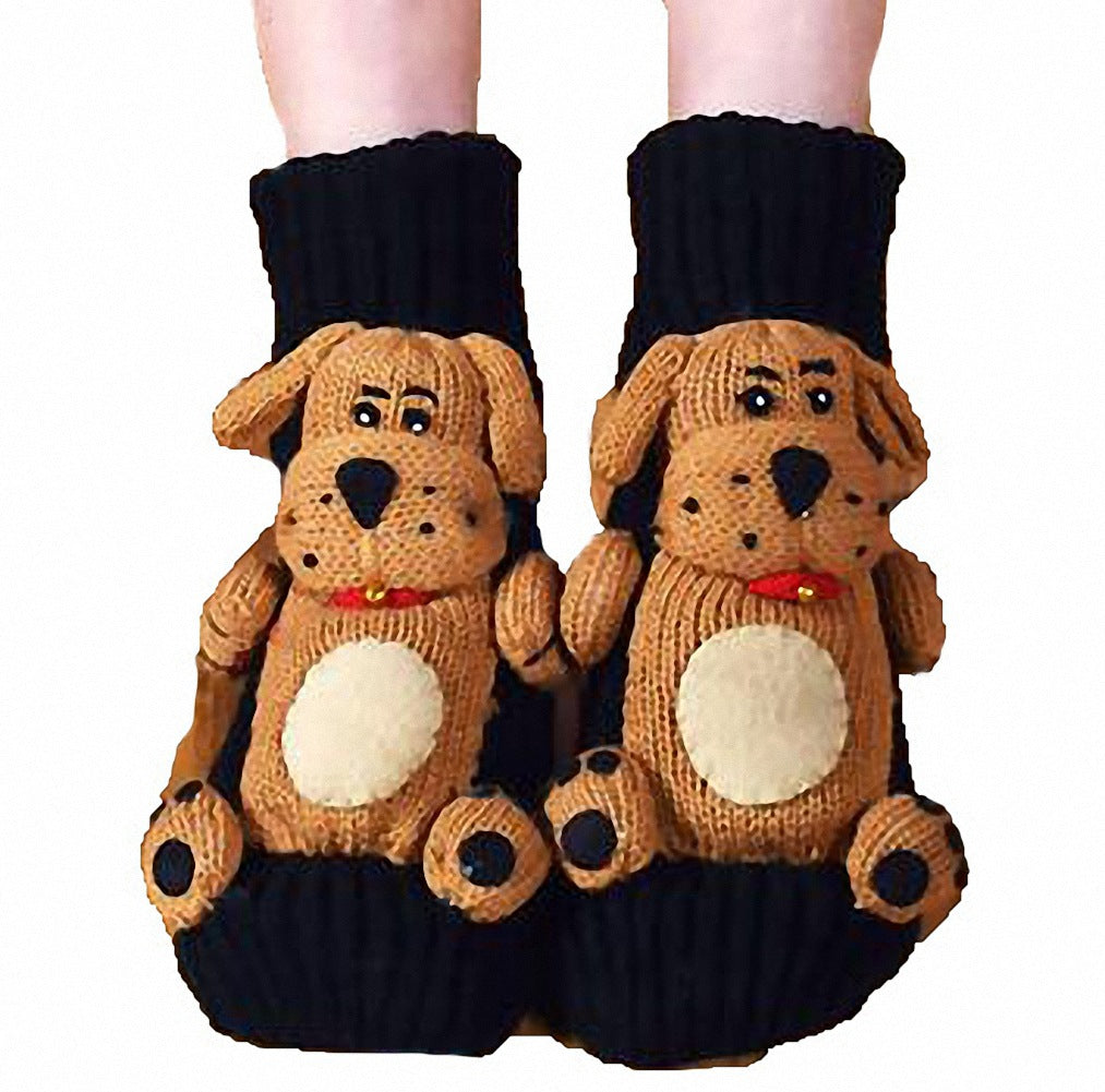 3D Cartoon Anti-Skid Wool Socks Knit Socks Thickened Winter Warm Christmas Socks