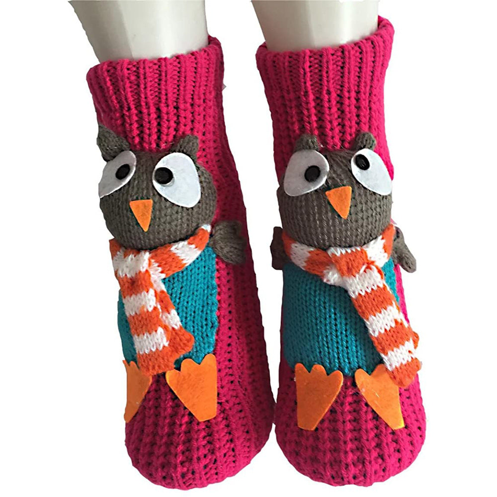 3D Cartoon Anti-Skid Wool Socks Knit Socks Thickened Winter Warm Christmas Socks