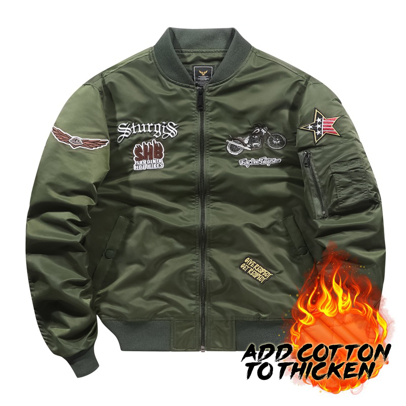 Air Force Pilot Men's Motorcycle Embroidered Baseball Uniform Bomber Jacket