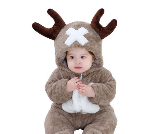 Winter Warm & Comfy Animal Shape Flannel Baby Children's Clothing Crawling Clothes