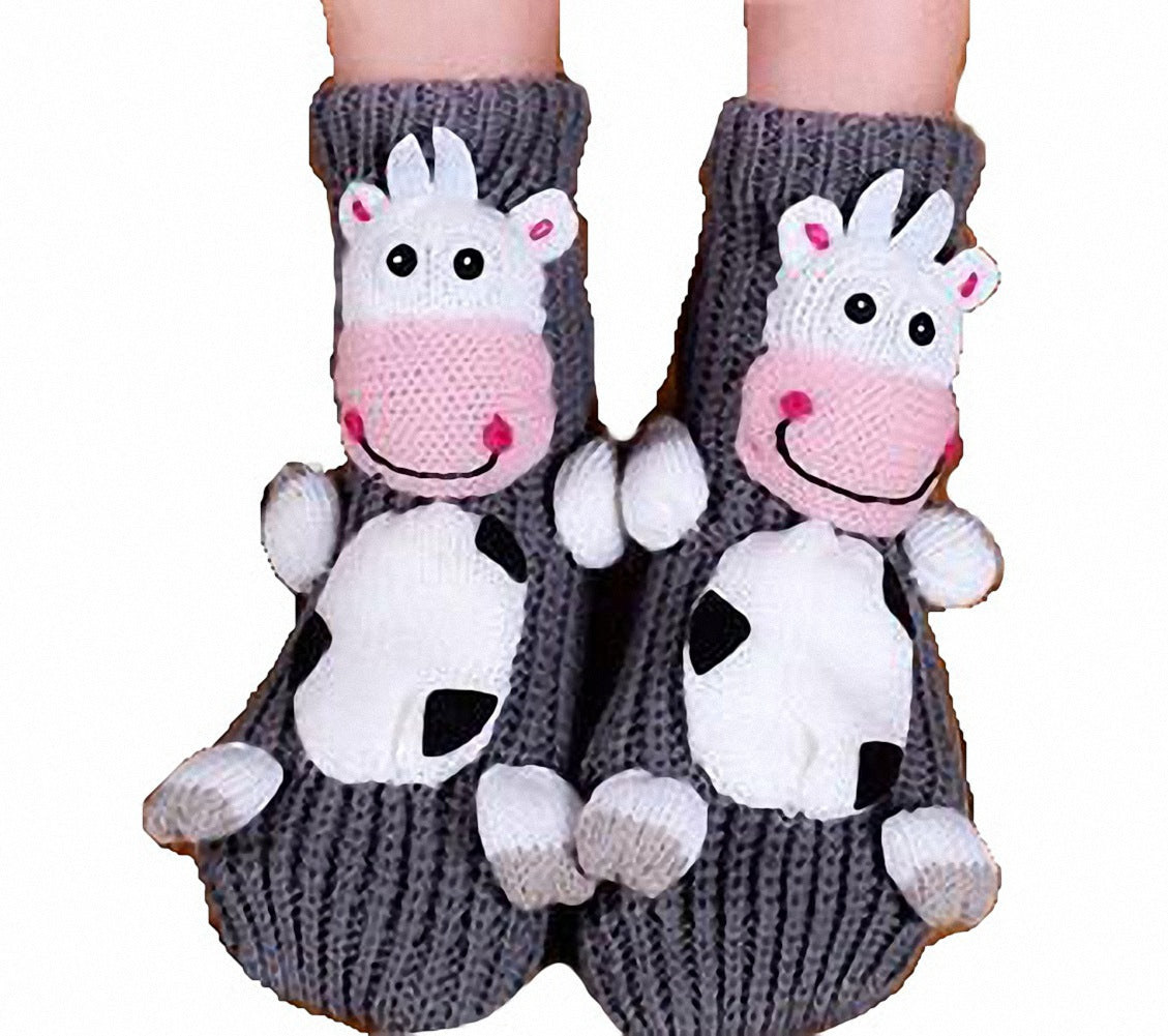 3D Cartoon Anti-Skid Wool Socks Knit Socks Thickened Winter Warm Christmas Socks