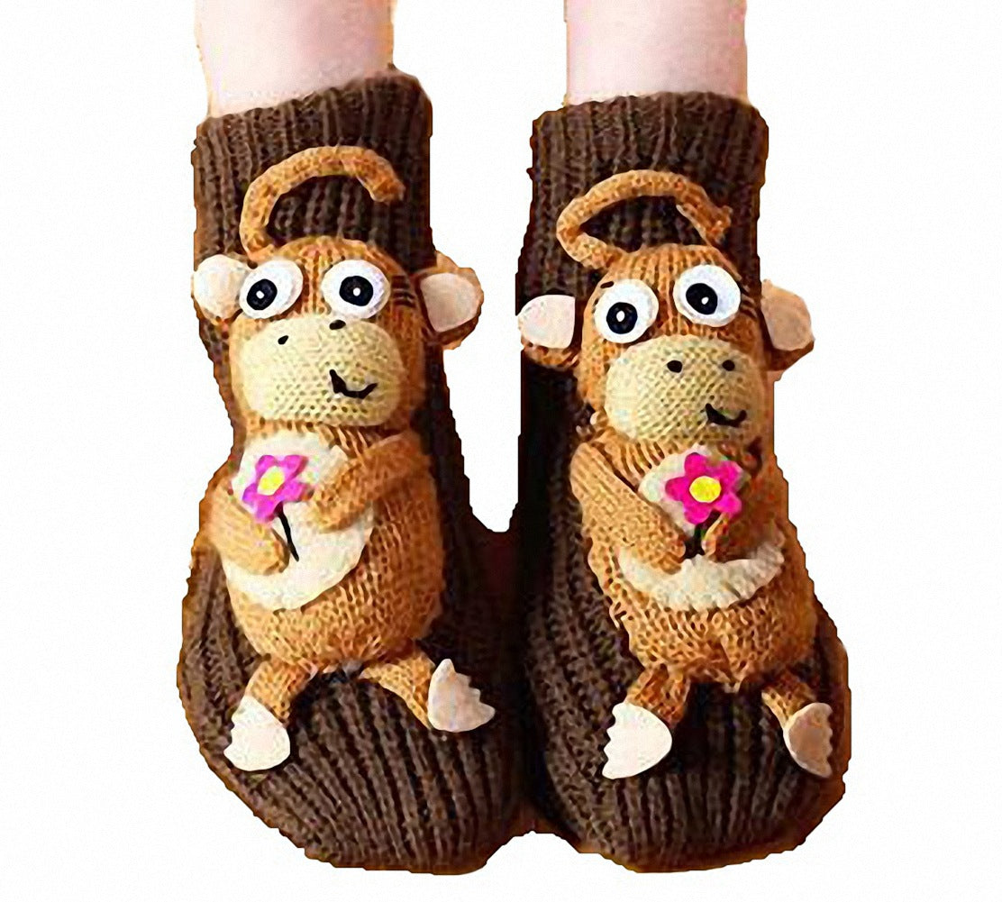 3D Cartoon Anti-Skid Wool Socks Knit Socks Thickened Winter Warm Christmas Socks