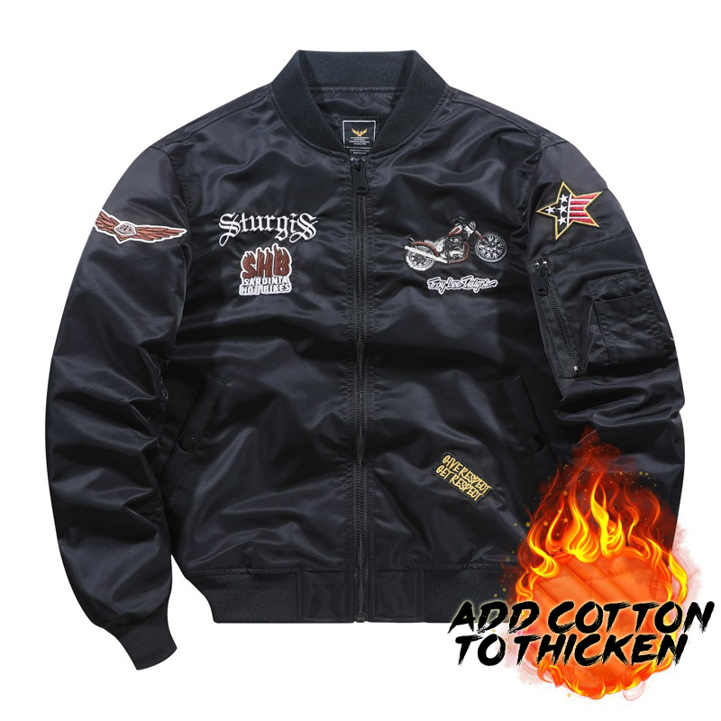 Air Force Pilot Men's Motorcycle Embroidered Baseball Uniform Bomber Jacket