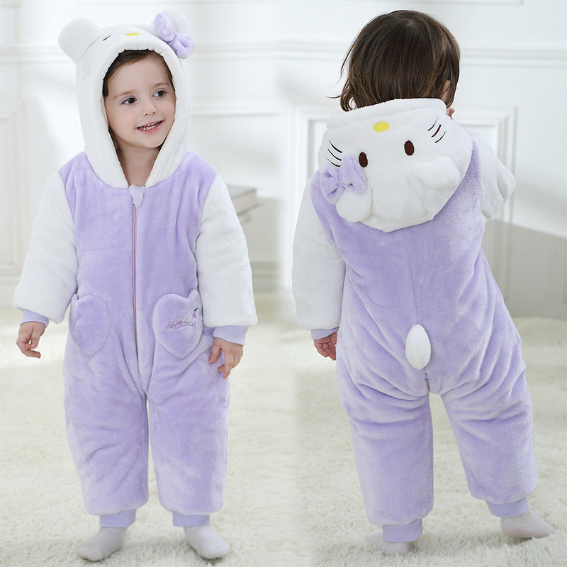 Winter Warm & Comfy Animal Shape Flannel Baby Children's Clothing Crawling Clothes