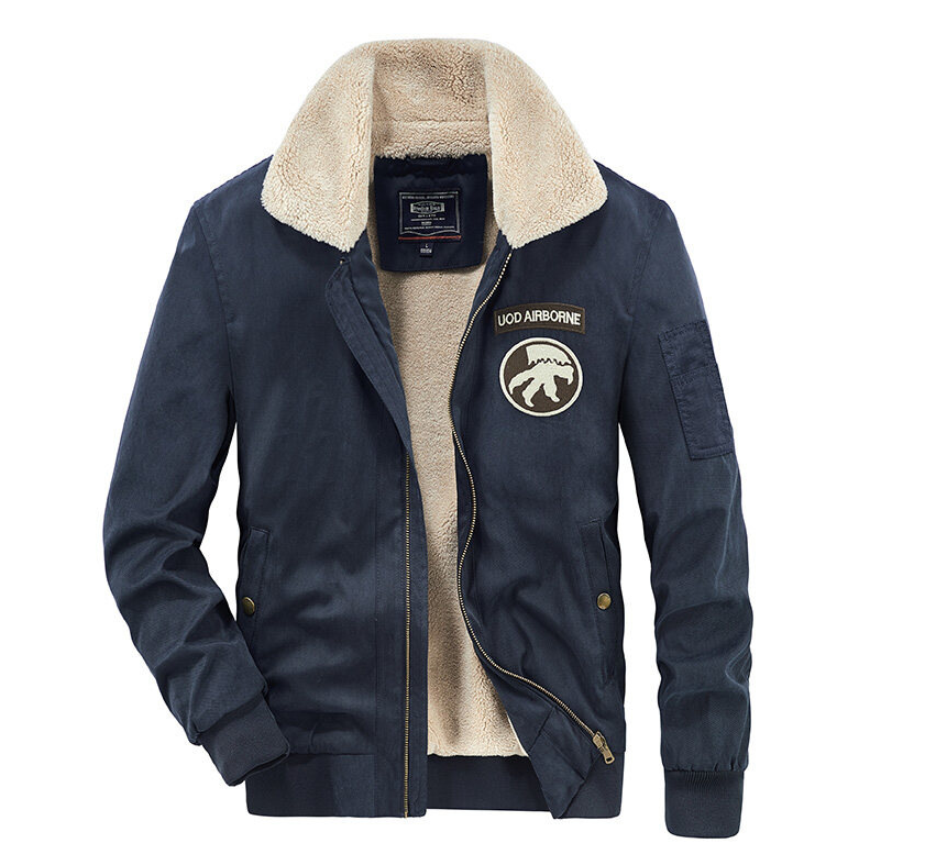 Winter Plush Coat Tooling Retro Bomber Jacket Men's Cotton Clothes