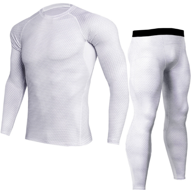 Men Snake Print Long Sleeve Quick Dry Compression T-Shirt and Tights Tops+Pants Sports Tracksuits