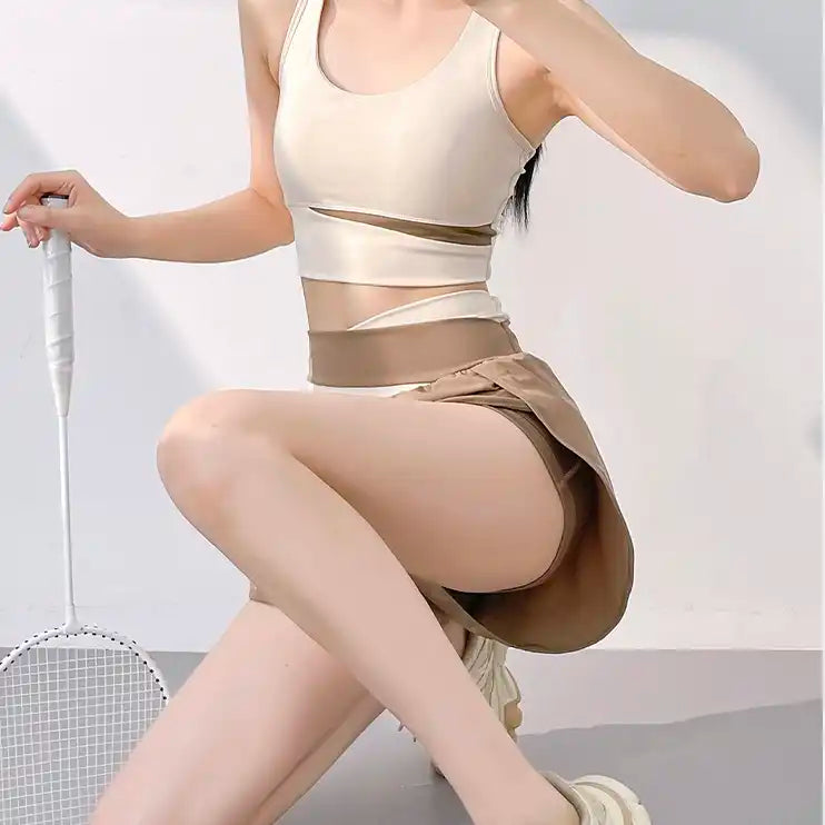 2-in-1 High Waist Yoga Running Shorts with Pockets