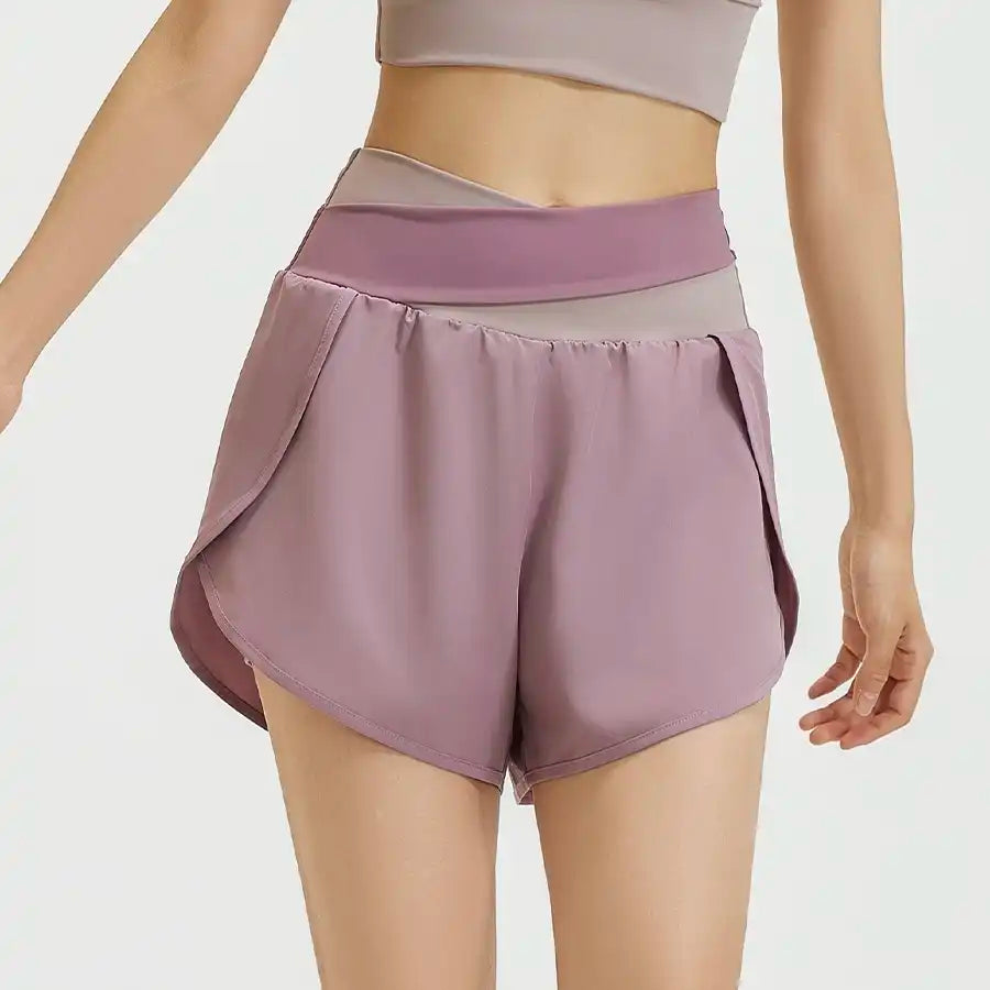 2-in-1 High Waist Yoga Running Shorts with Pockets