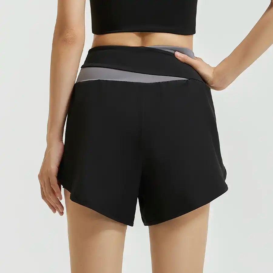2-in-1 High Waist Yoga Running Shorts with Pockets