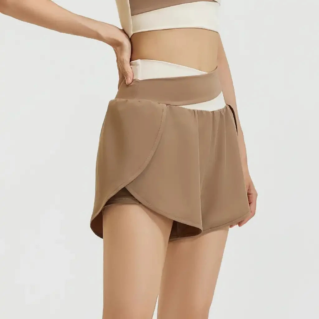 2-in-1 High Waist Yoga Running Shorts with Pockets