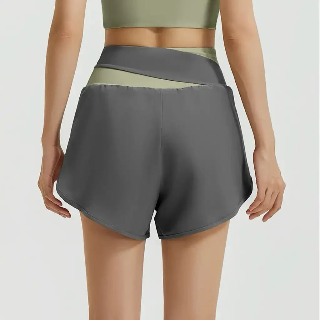 2-in-1 High Waist Yoga Running Shorts with Pockets