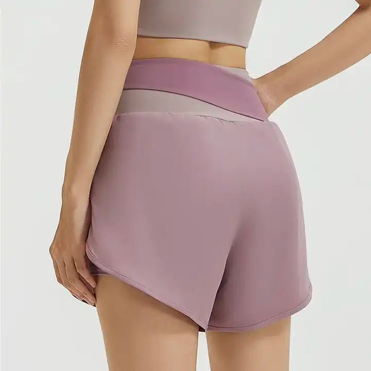 2-in-1 High Waist Yoga Running Shorts with Pockets