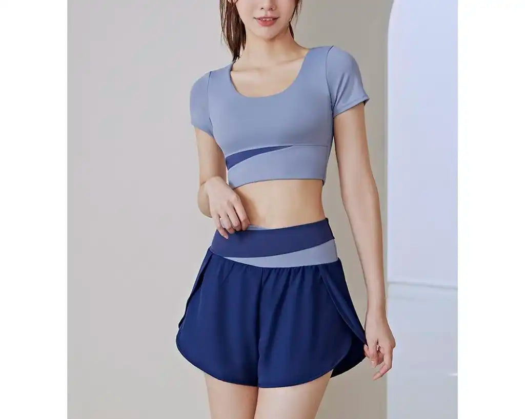 2-in-1 High Waist Yoga Running Shorts with Pockets