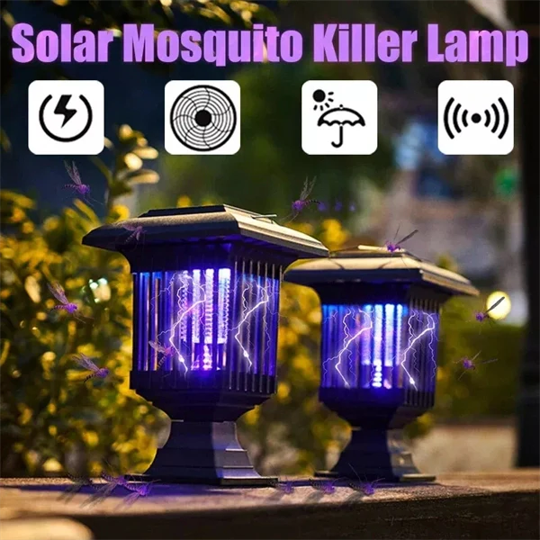 2-in-1 Solar LED Garden Light & Mosquito Zapper – UV Insect Killer for Outdoor Use