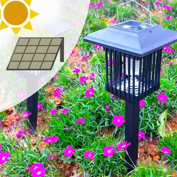 2-in-1 Solar LED Garden Light & Mosquito Zapper – UV Insect Killer for Outdoor Use
