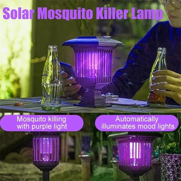 2-in-1 Solar LED Garden Light & Mosquito Zapper – UV Insect Killer for Outdoor Use