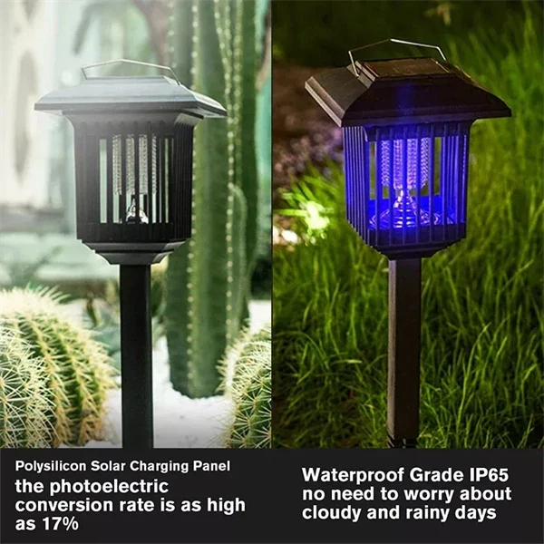 2-in-1 Solar LED Garden Light & Mosquito Zapper – UV Insect Killer for Outdoor Use