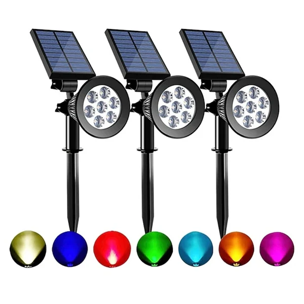 2-in-1 Solar Spotlights - IP65 Waterproof Outdoor Landscape & Security Lights for Yard, Garden, Pathway, Walkway - 4/7/18 LED Beads for Enhanced Brightness