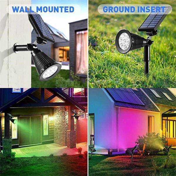 2-in-1 Solar Spotlights - IP65 Waterproof Outdoor Landscape & Security Lights for Yard, Garden, Pathway, Walkway - 4/7/18 LED Beads for Enhanced Brightness