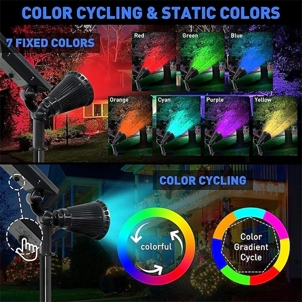 2-in-1 Solar Spotlights - IP65 Waterproof Outdoor Landscape & Security Lights for Yard, Garden, Pathway, Walkway - 4/7/18 LED Beads for Enhanced Brightness