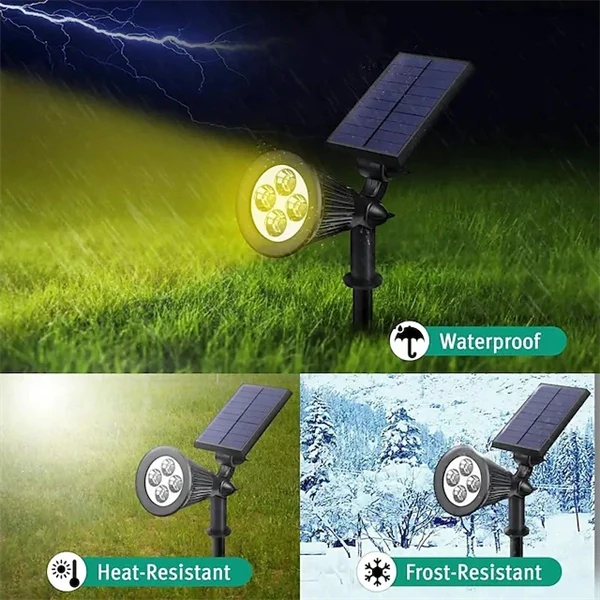 2-in-1 Solar Spotlights - IP65 Waterproof Outdoor Landscape & Security Lights for Yard, Garden, Pathway, Walkway - 4/7/18 LED Beads for Enhanced Brightness