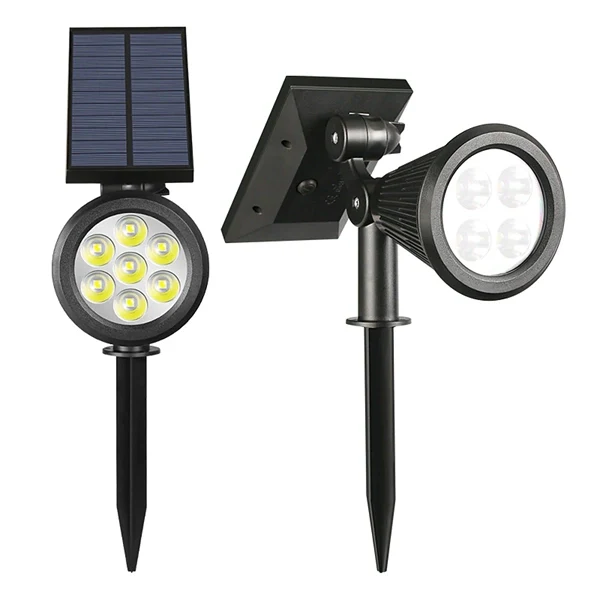 2-in-1 Solar Spotlights - IP65 Waterproof Outdoor Landscape & Security Lights for Yard, Garden, Pathway, Walkway - 4/7/18 LED Beads for Enhanced Brightness