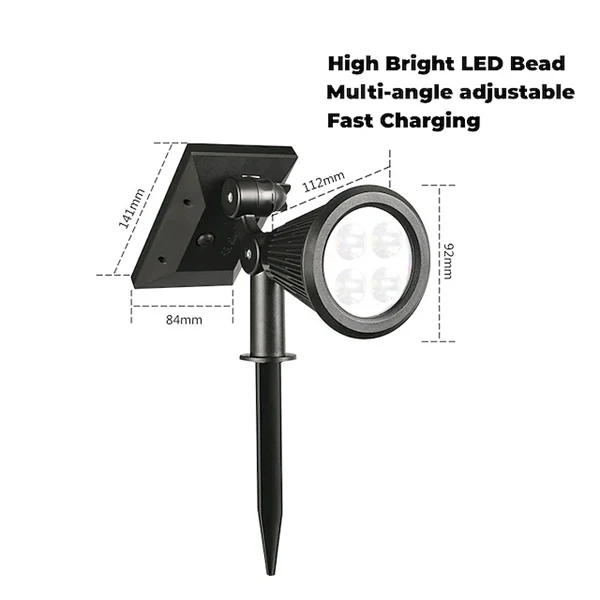 2-in-1 Solar Spotlights - IP65 Waterproof Outdoor Landscape & Security Lights for Yard, Garden, Pathway, Walkway - 4/7/18 LED Beads for Enhanced Brightness