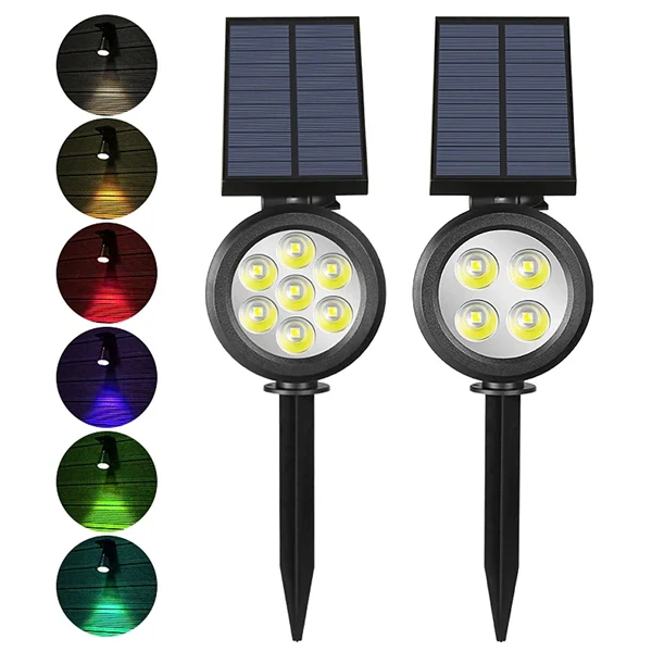 2-in-1 Solar Spotlights - IP65 Waterproof Outdoor Landscape & Security Lights for Yard, Garden, Pathway, Walkway - 4/7/18 LED Beads for Enhanced Brightness