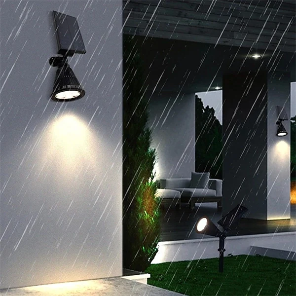 2-in-1 Solar Spotlights - IP65 Waterproof Outdoor Landscape & Security Lights for Yard, Garden, Pathway, Walkway - 4/7/18 LED Beads for Enhanced Brightness