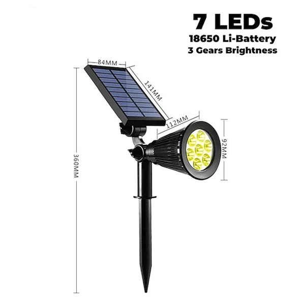 2-in-1 Solar Spotlights - IP65 Waterproof Outdoor Landscape & Security Lights for Yard, Garden, Pathway, Walkway - 4/7/18 LED Beads for Enhanced Brightness