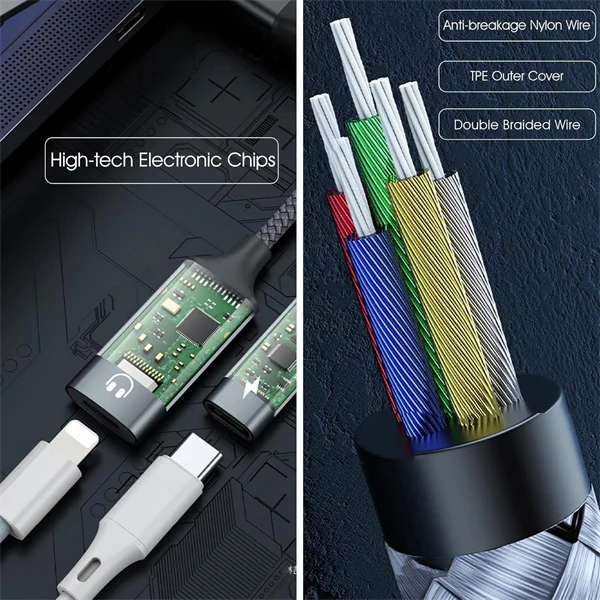 2-in-1 USB-C to 3.5mm Audio & Charging Adapter – Headphone Jack Splitter with Fast Charge Support