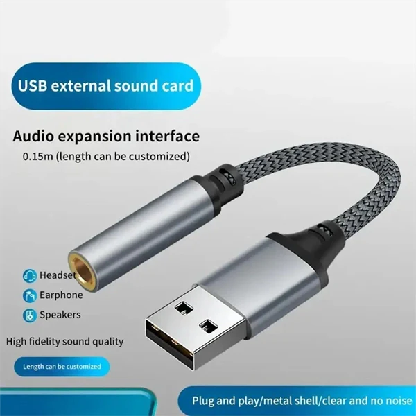 2-in-1 USB to 3.5mm Audio Adapter – Microphone & Headphone Cable for Laptop & Desktop